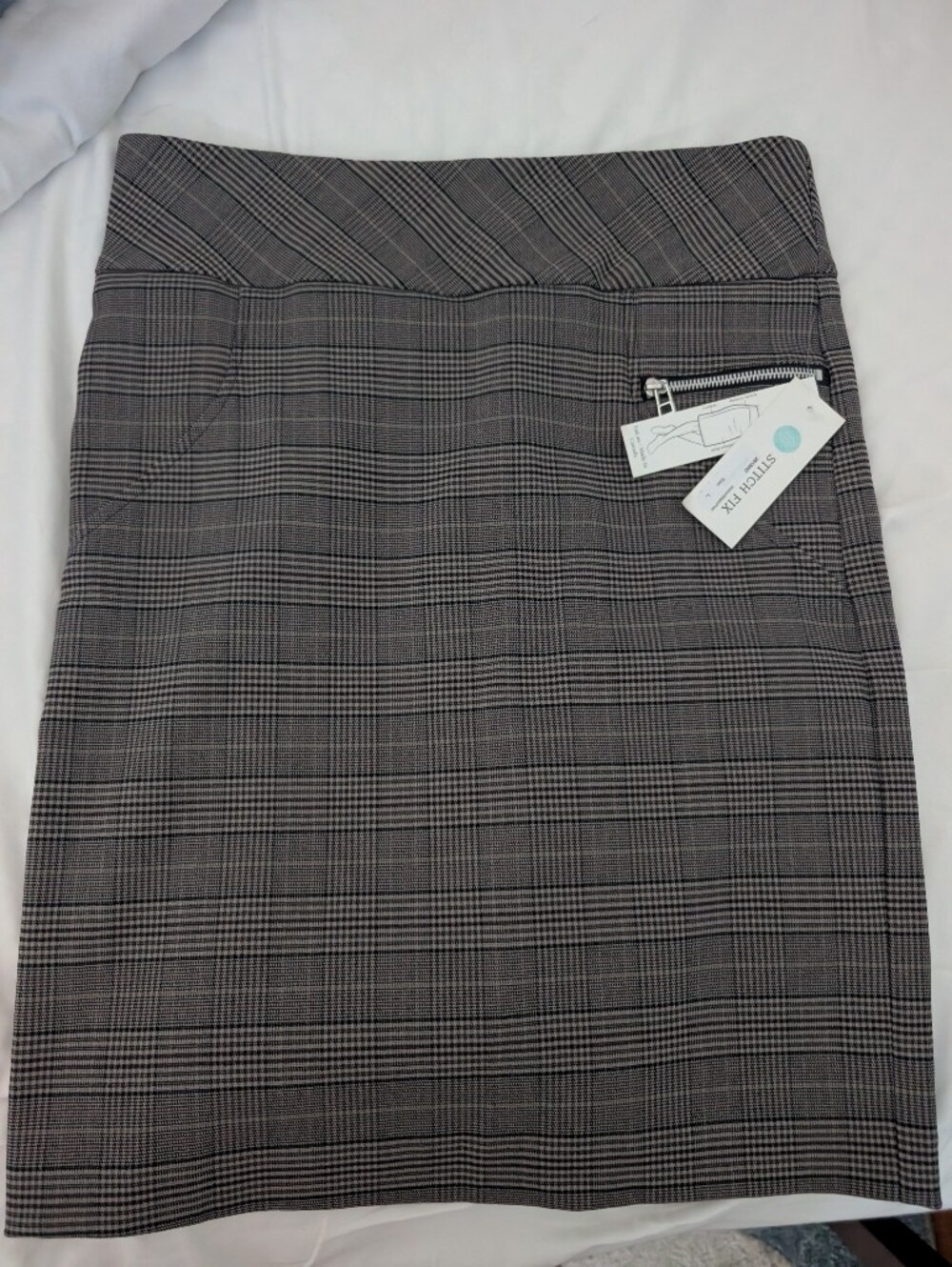 Margaret M Plaid Pencil Skirt - Charcoal and Black